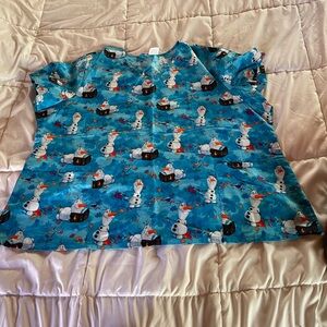 Scrub top with Frozens Olaf!  Frozen brand ! 3 X-LARGE